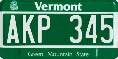 VT license plate AKP345