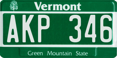 VT license plate AKP346