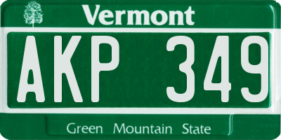 VT license plate AKP349