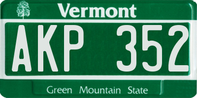 VT license plate AKP352