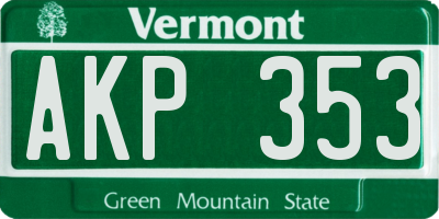 VT license plate AKP353