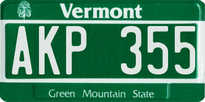 VT license plate AKP355