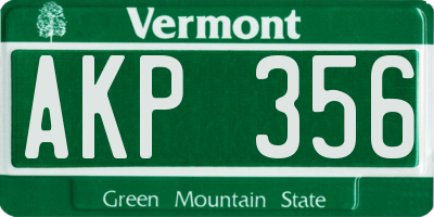 VT license plate AKP356