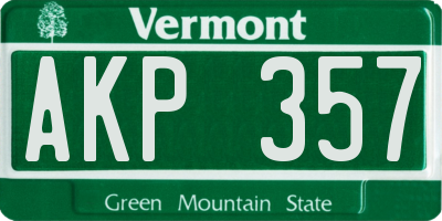 VT license plate AKP357