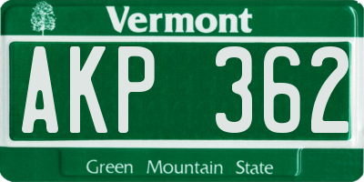 VT license plate AKP362