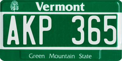 VT license plate AKP365