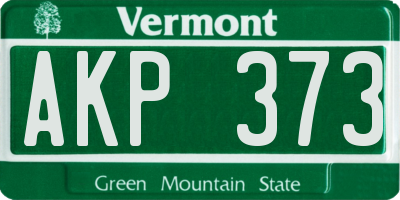 VT license plate AKP373