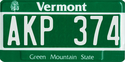 VT license plate AKP374