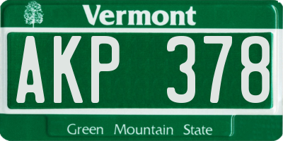 VT license plate AKP378