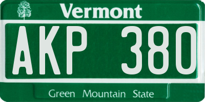 VT license plate AKP380