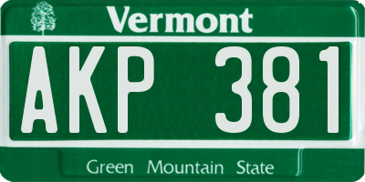 VT license plate AKP381