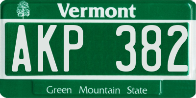 VT license plate AKP382