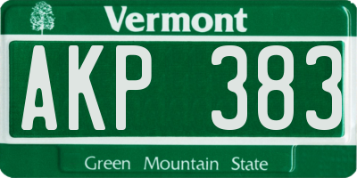 VT license plate AKP383
