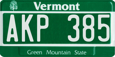 VT license plate AKP385