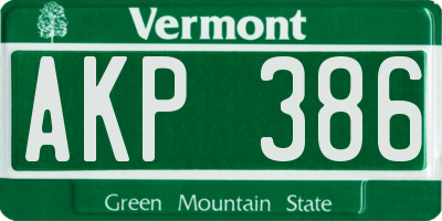 VT license plate AKP386
