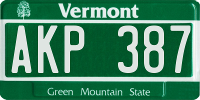 VT license plate AKP387