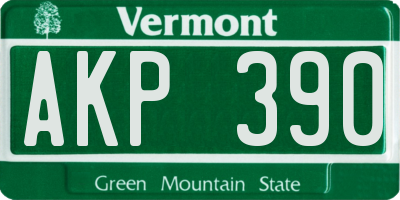 VT license plate AKP390