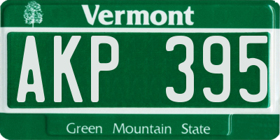 VT license plate AKP395