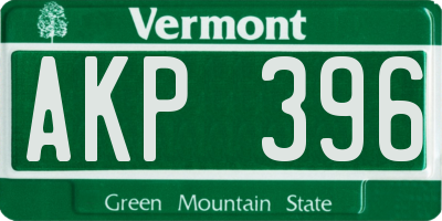 VT license plate AKP396