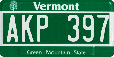 VT license plate AKP397