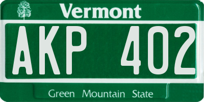 VT license plate AKP402