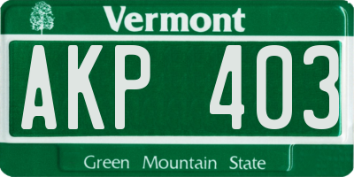 VT license plate AKP403
