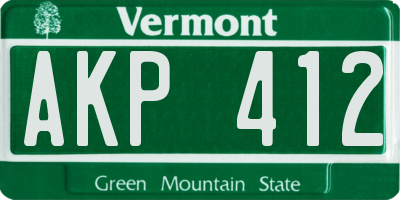 VT license plate AKP412
