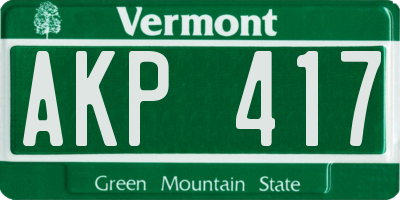 VT license plate AKP417