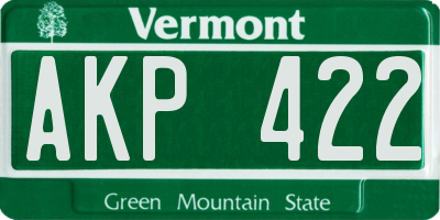 VT license plate AKP422