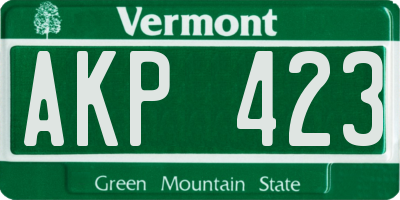 VT license plate AKP423