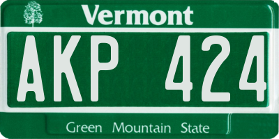VT license plate AKP424