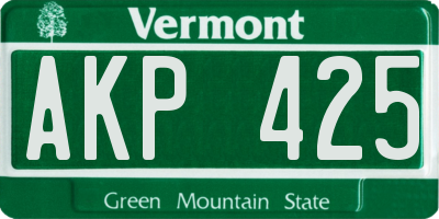 VT license plate AKP425