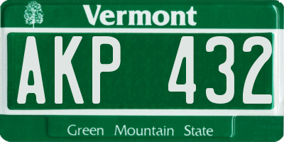 VT license plate AKP432