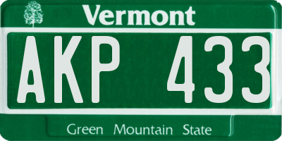 VT license plate AKP433