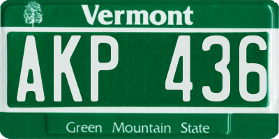 VT license plate AKP436