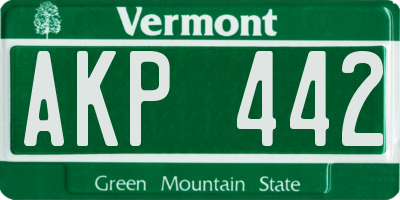 VT license plate AKP442