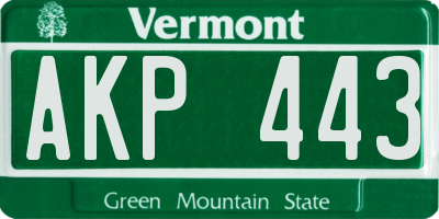 VT license plate AKP443