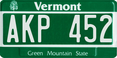 VT license plate AKP452