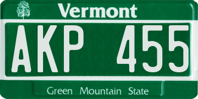 VT license plate AKP455