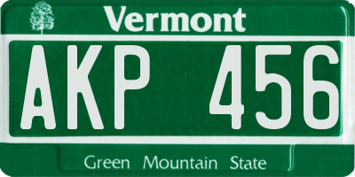 VT license plate AKP456