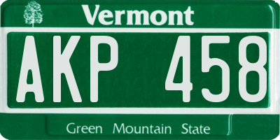 VT license plate AKP458