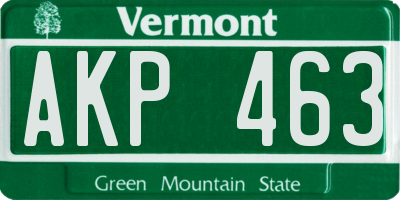VT license plate AKP463