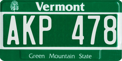 VT license plate AKP478
