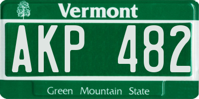 VT license plate AKP482