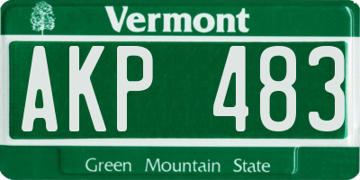 VT license plate AKP483