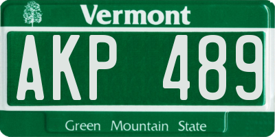 VT license plate AKP489