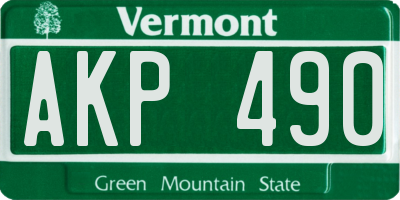VT license plate AKP490