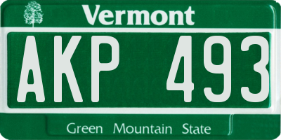 VT license plate AKP493