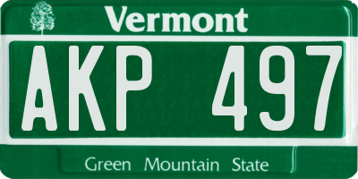 VT license plate AKP497
