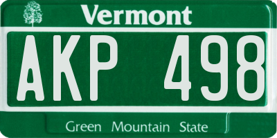 VT license plate AKP498